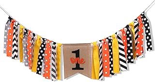Pumpkin High Chair Banner First Birthday Banner - Halloween Fall Autumn Harvest Party Garland 1st Black Orange Party Decorations