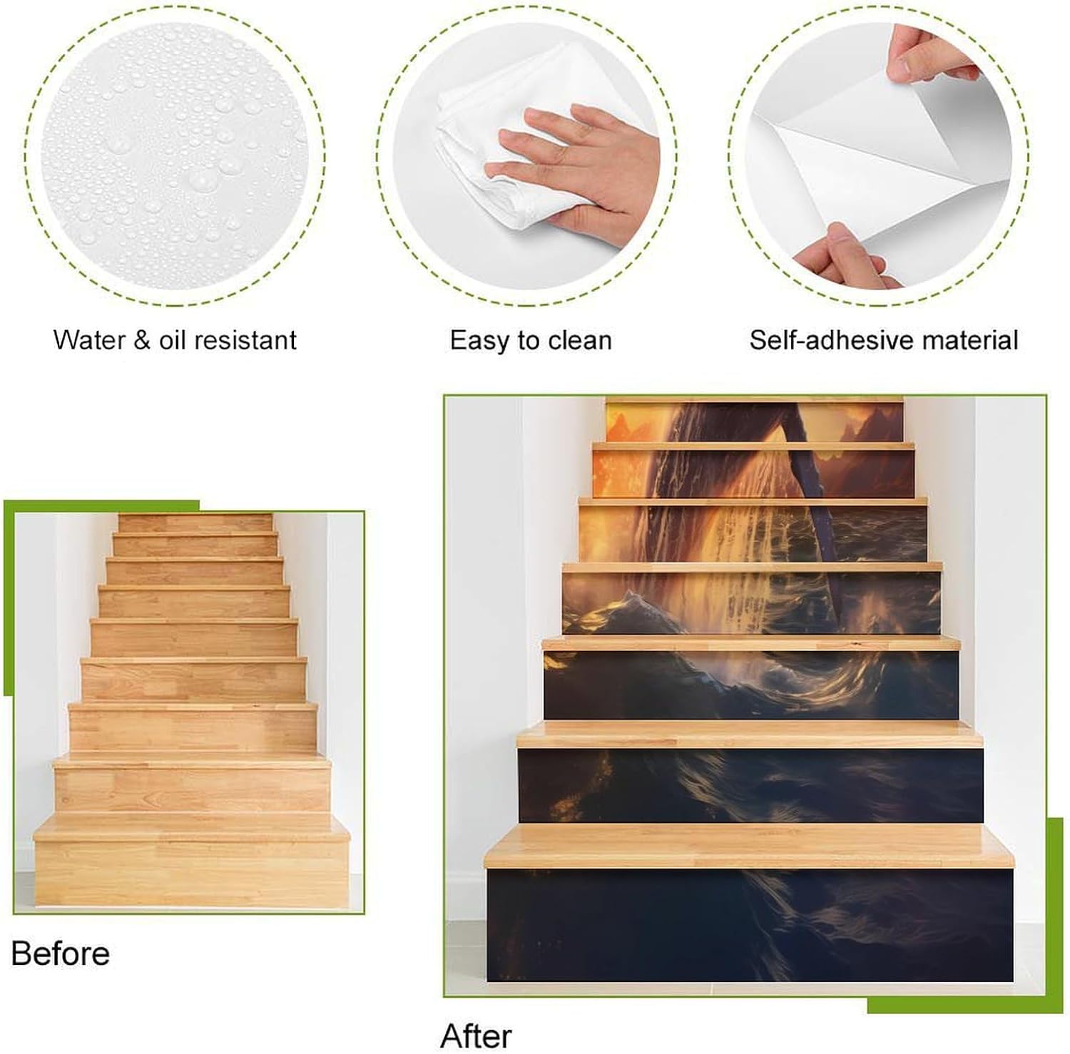 Humpback Whale Stairs Stickers Self Adhesive Stair Riser Decals Staircase Murals Wall Stickers Decor 1 Set