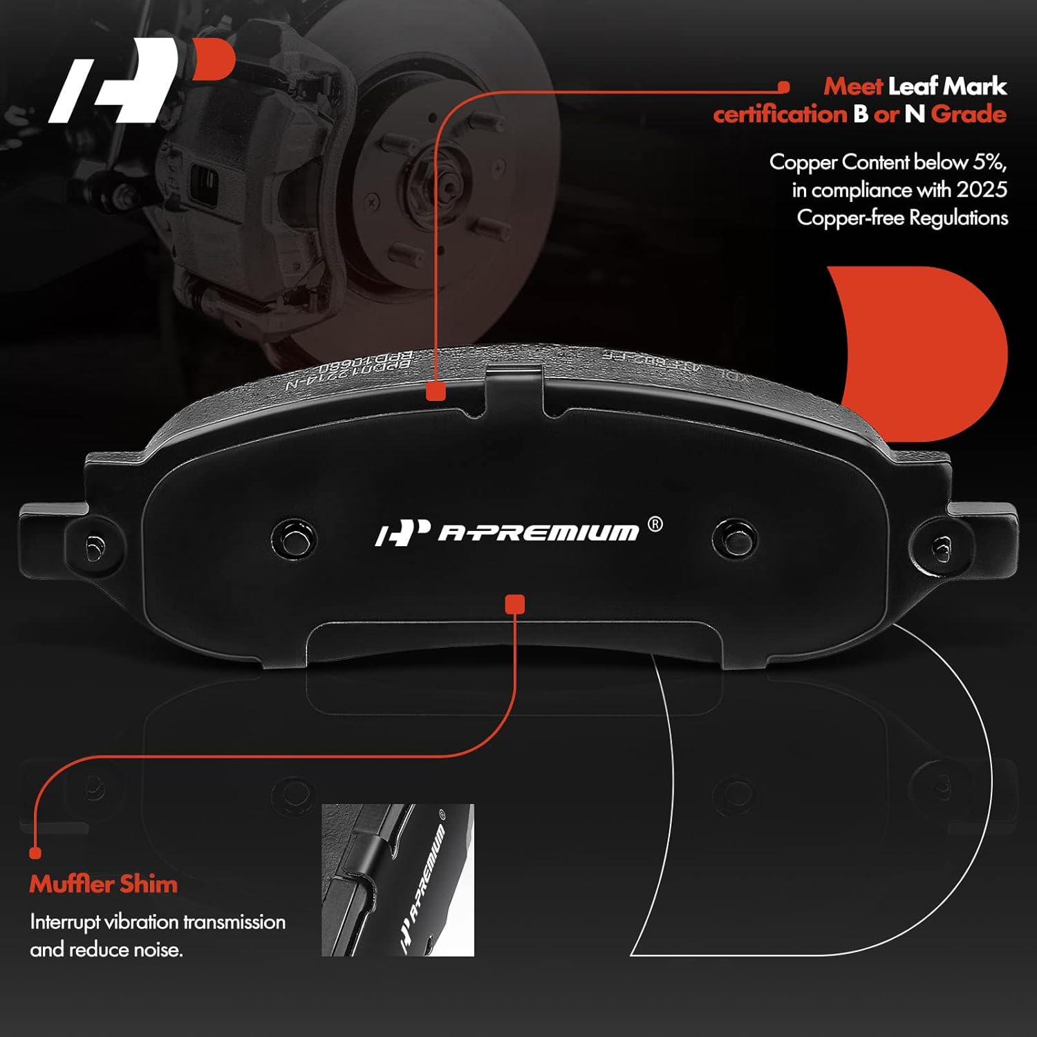 A-Premium Rear Ceramic Brake Pads Set Compatible with Ford Models - For F-250 Super Duty/F-350 Super Duty 2005 2006 2007, with Hardware, 4-Pack