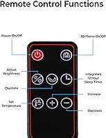 Vista 10 de Comfort Zone 25" Tower Space Heater with 3D Flame Effect, 1500W/1000W, 8H Timer, 75° Oscillation, Thermostat, Remote Control, Overheat & Tip-Over