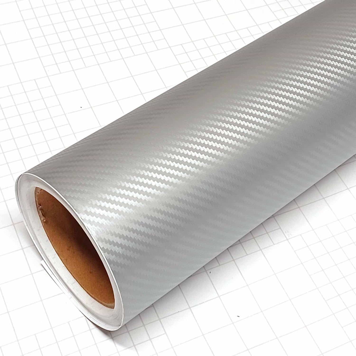 DIYAH 3D Silver Carbon Fiber Film Twill Weave Vinyl Sheet Roll Wrap DIY Decals (120" X 60" / 10FT X 5FT)