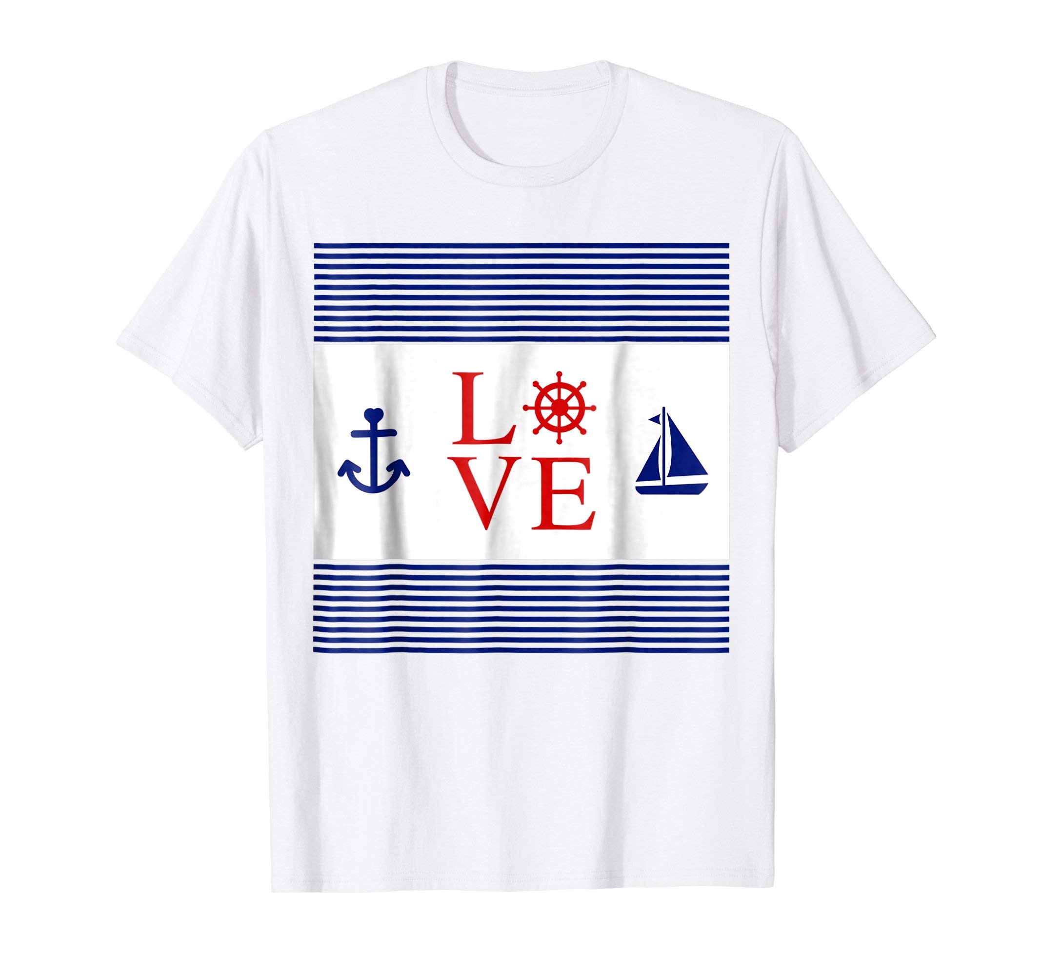 Nautical Love with Anchor, Wheel Sailboat T-ShirtNautical Love with Anchor, Wheel Sailboat Tee Shirt T-ShirtOEKO-TEX STANDARD 100
