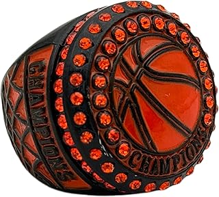 Discount Sports Rings Basketball Championship Ring — BLACK BODY, ORANGE STONE Premium basketball Ring/Player/Team Awards/Tournament Ring
