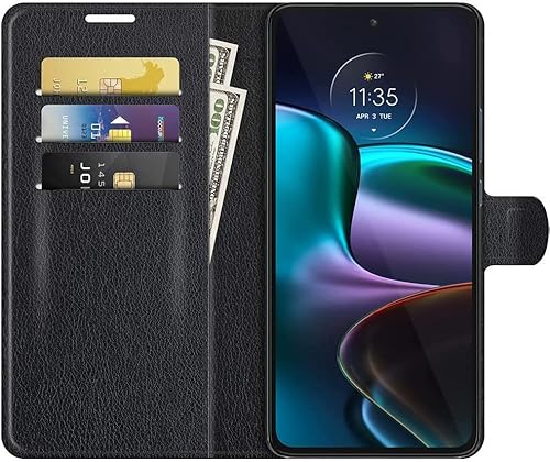 Capa Capinha Carteira Para Motorola Moto Edge 30 Normal Tela De 6.5 Case Couro (Preta)
