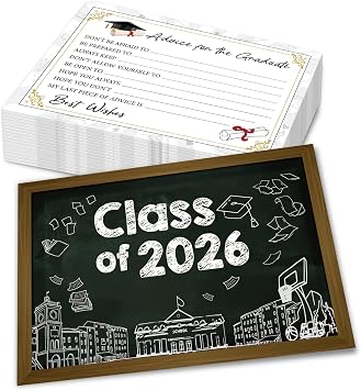 50 PCS Graduation Advice Cards, Graduation Party Supplies 2025 Advice Cards for High School or College Graduation (Blackboard 50)