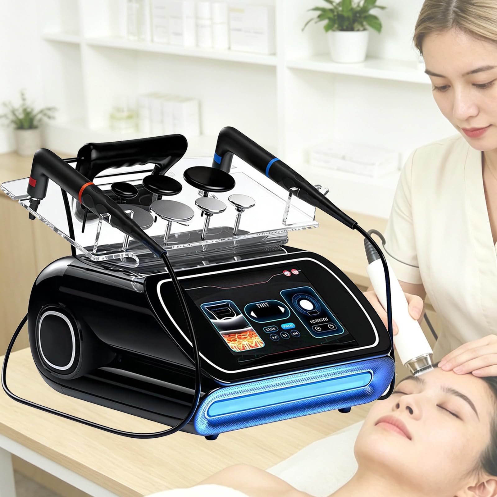Terapia Tecar Portatile a 448 KHz,Terapia Tecar Portatile per Tessuti Profondi, Macchina Professionale per Terapia Fisica Tecar con RET/CET/JMD Maniglie,per Dimagrimento,Sollievo dal Dolore
