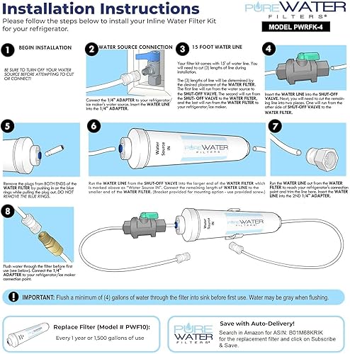 Miniatura 4 de Kit de filtro de agua en línea para refrigeradores con máquinas de hielo
