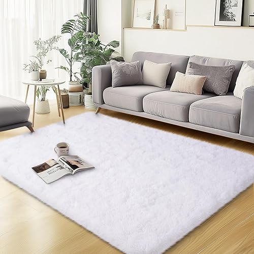 Miniatura 92 de Alfombras de área de 6 x 9 pies para sala de estar, alfombra azul grande y esponjosa para dormitorio, alfombras suaves y peludas para dormitorio de