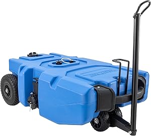 RecPro RV 36 Gallon Portable Waste Tank (Blue) | Tote & Dump | Airless, No-Flat Tires | Capacity Indicator | Gloves Included (36 Gallon Portable Waste Tank)