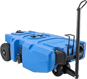 RecPro RV 36 Gallon Portable Waste Tank (Blue) | Tote & Dump | Airless, No-Flat Tires | Capacity Indicator | Gloves Included (36 Gallon Portable Waste Tank)