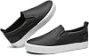 TUOPIN Womens Synthetic Leather Slip On Shoes,Padded Collar Slip on Sneakers for Women,Casual Loafers Walking Shoes