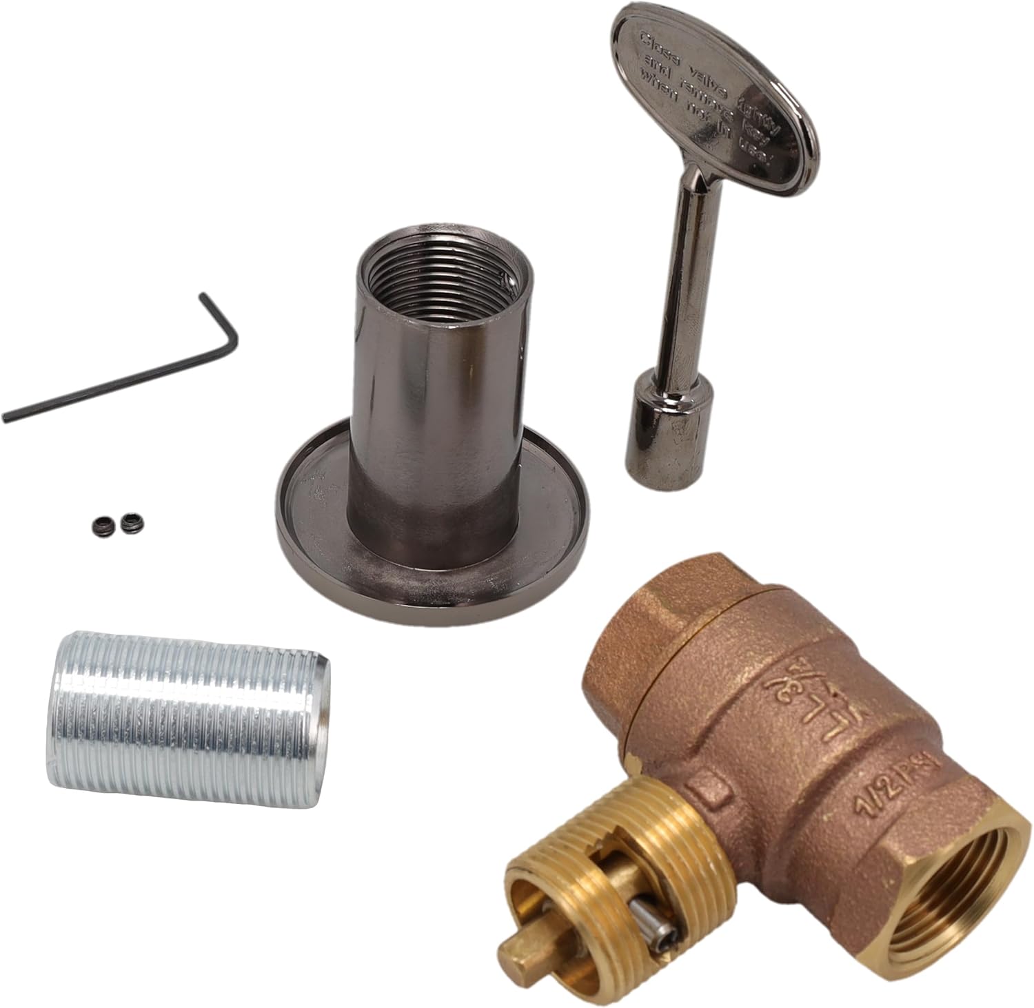 Supplying Demand BVL-3SK-PWT Fireplace Fire Pit | 3/4" IPS Straight Log Lighter Ball Valve with Pewter Plated Cover and Key