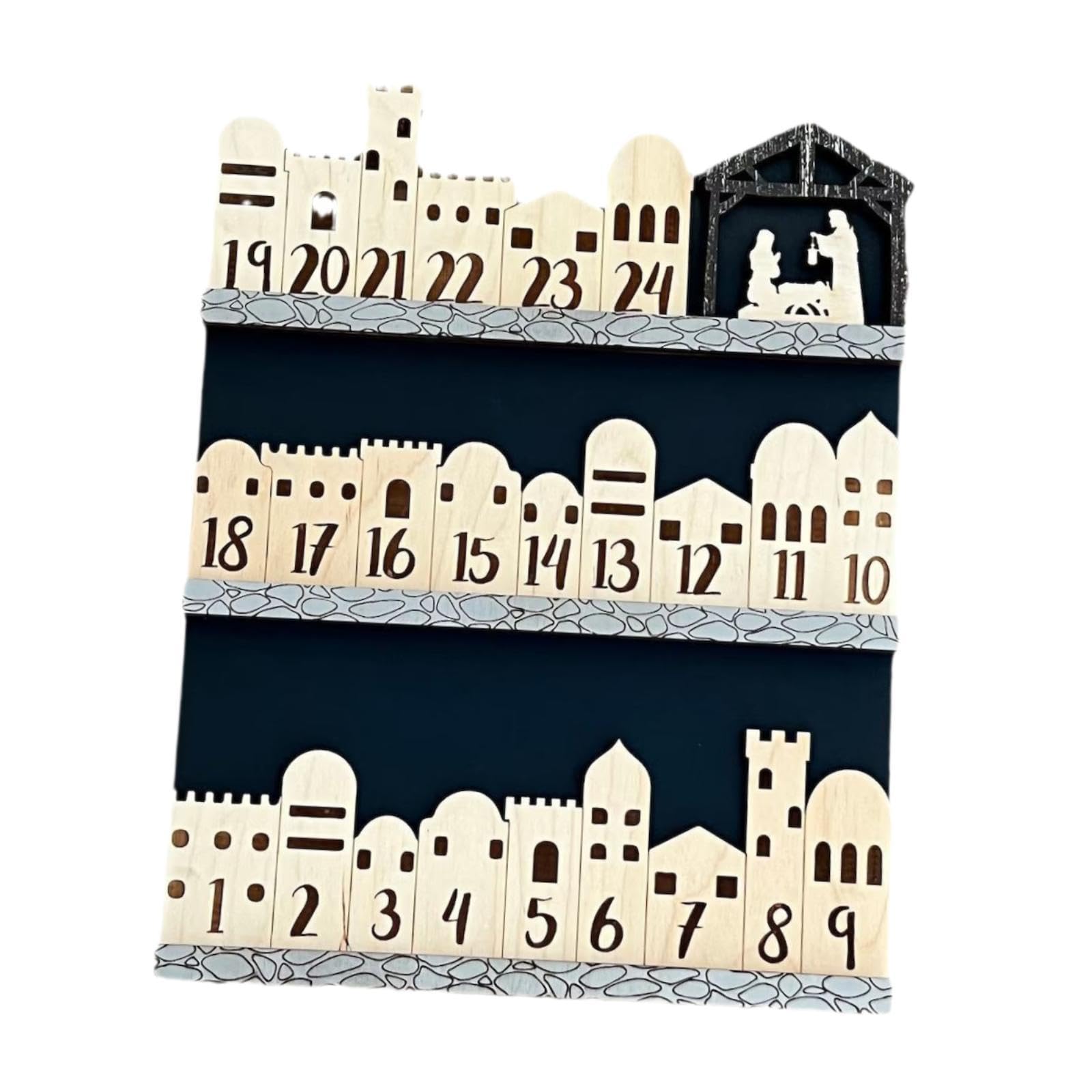 THE STYLE SUTRA Wooden Christmas Calendar Table Centerpieces Desktop Christian Holiday Decor|Home & Garden | Christmas & Winter |1 nativity advent calendar-image-37