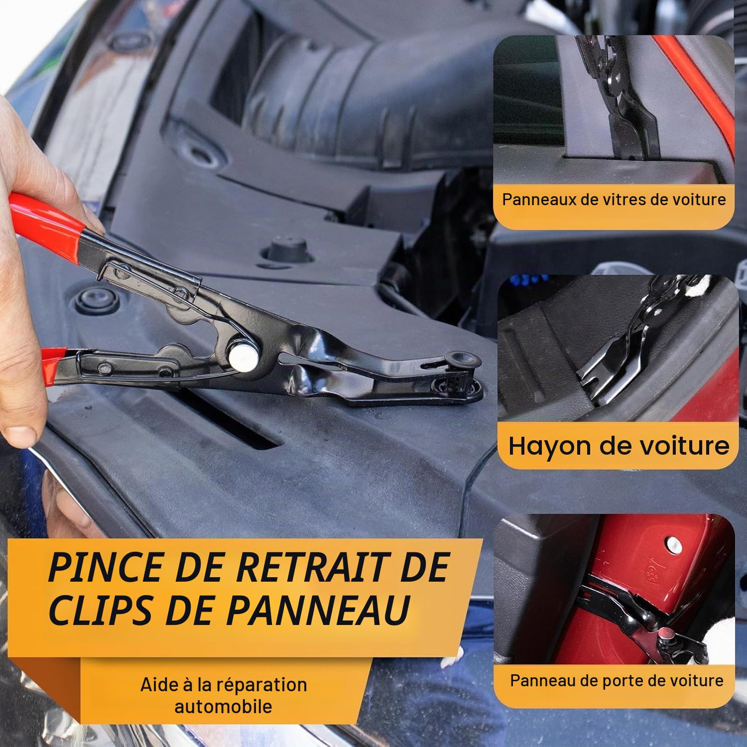 XBVV Lot de 3 outils de retrait de clips pour retirer les fixations de voiture avec sac de rangement, kit d'outils de retrait de garnitures automatiques pour panneau de porte, tableau de bord