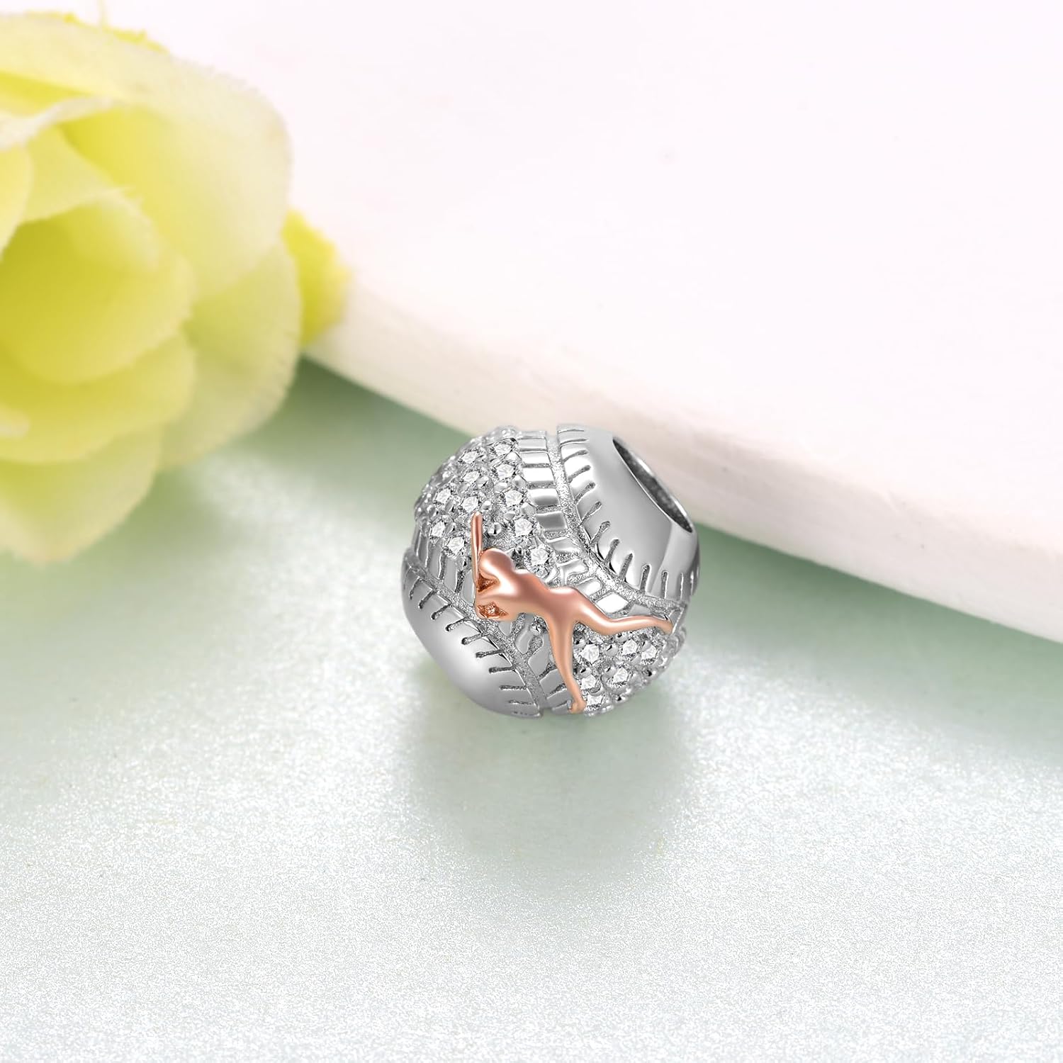 Sterling Silver Volleyball/Softball/Pickleball/Basketball/Soccer Charm for Bracelets - Sport Jewelry Gifts for Women Team Players
