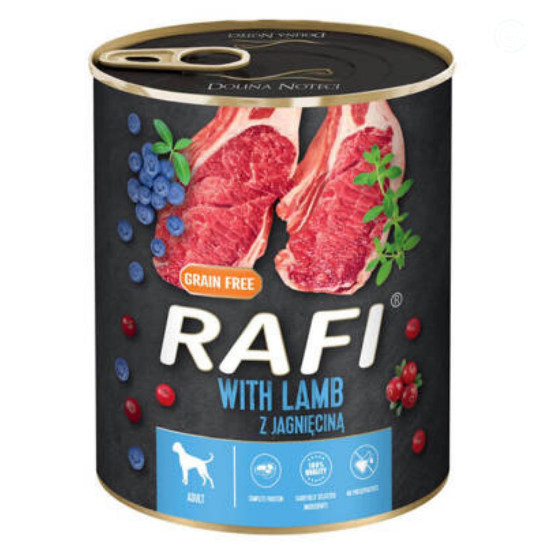 Rafi Complete Wet Dog Food: Meat & Natural Ingredients, Grain-Free, Immune-Boosting Superfoods in Every Flavour! Healthy & Tasty Nutrition for All Breeds! (Lamb, 800g)