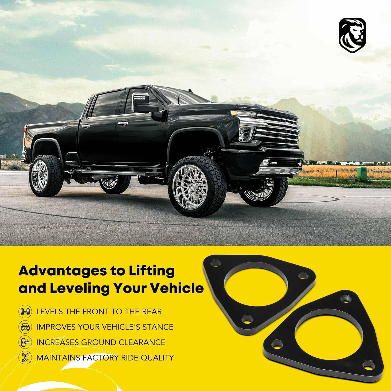 YHTAUTO 1/2 inch Front Leveling Lift Kit Fit 07-24 Chevy Silverado 1500, Tahoe, Avalanche, Suburban, GMC Sierra Yukon XL | RWD/4WD | Spacers Raise the Front By 1/2 Inch | 2PCS Suspension Leveling Kit