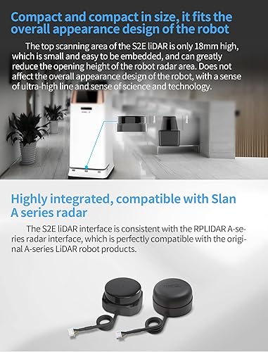 Miniatura 5 de Slamtec RPLIDAR S2E Lidar Sensor 2D 360 grados 98.4 ft de radio de escaneo LIDAR Escáner con interfaz Ethernet UDP para ROS/ROS2 Evitar obstáculos y