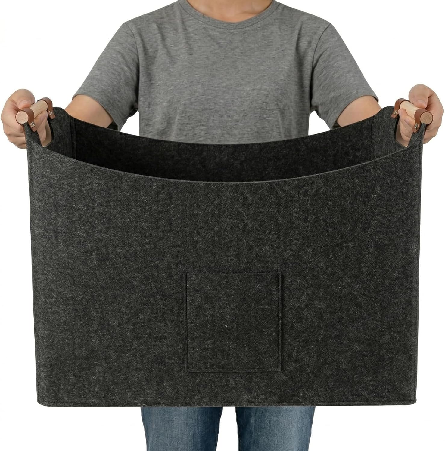 2 Pcs 85L Large Laundry Storage Basket with Handles, Collapsible Laundry Hampers for Dirty Clothes, Felt Organizer Basket for Blanket Toy Gifts, Living Room & Car Trunk 23.6 x15.8 x15.8