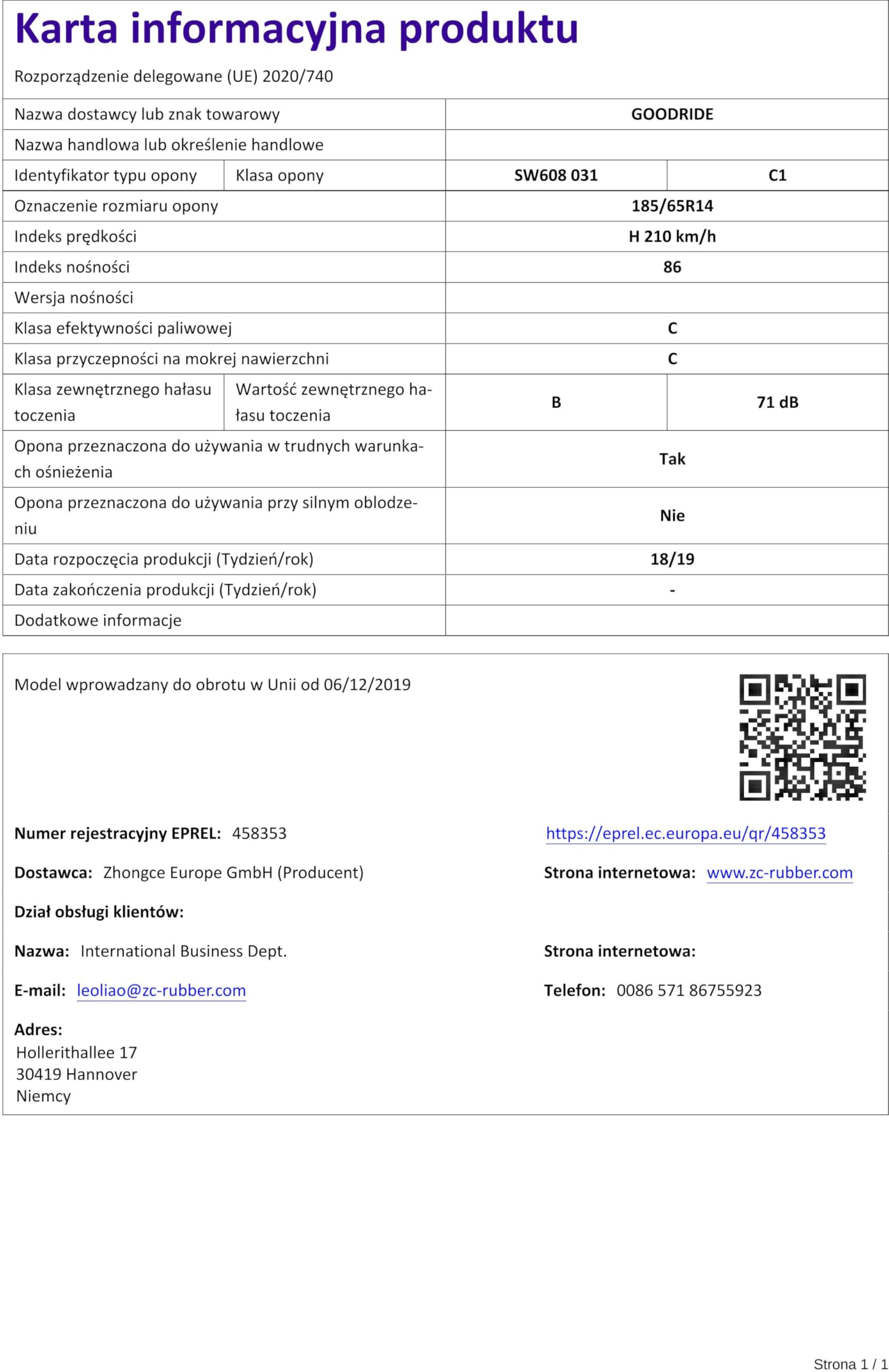 GOODRIDE - 185/65 R14 TL 86H SW608 SNOWMASTER M+S 3PMSF - Winterreifen