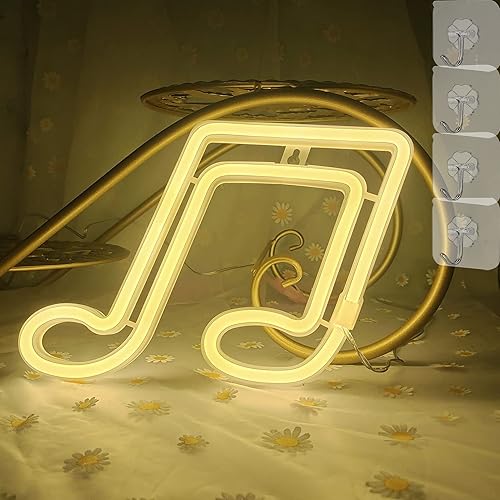 Miniatura 3 de Letreros de neón LED de nota musical, para decoración de pared, luces de neón con forma de nota musical, luz nocturna decorativa para regalo de