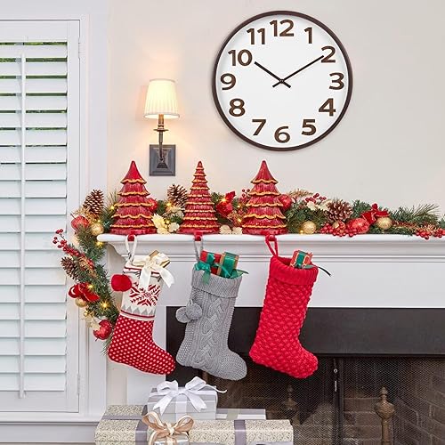 Miniatura 3 de Reloj de pared grande para decoración de sala de estar, de 16 pulgadas, silencioso, moderno, de grano de madera, funciona con pilas, para cocina,