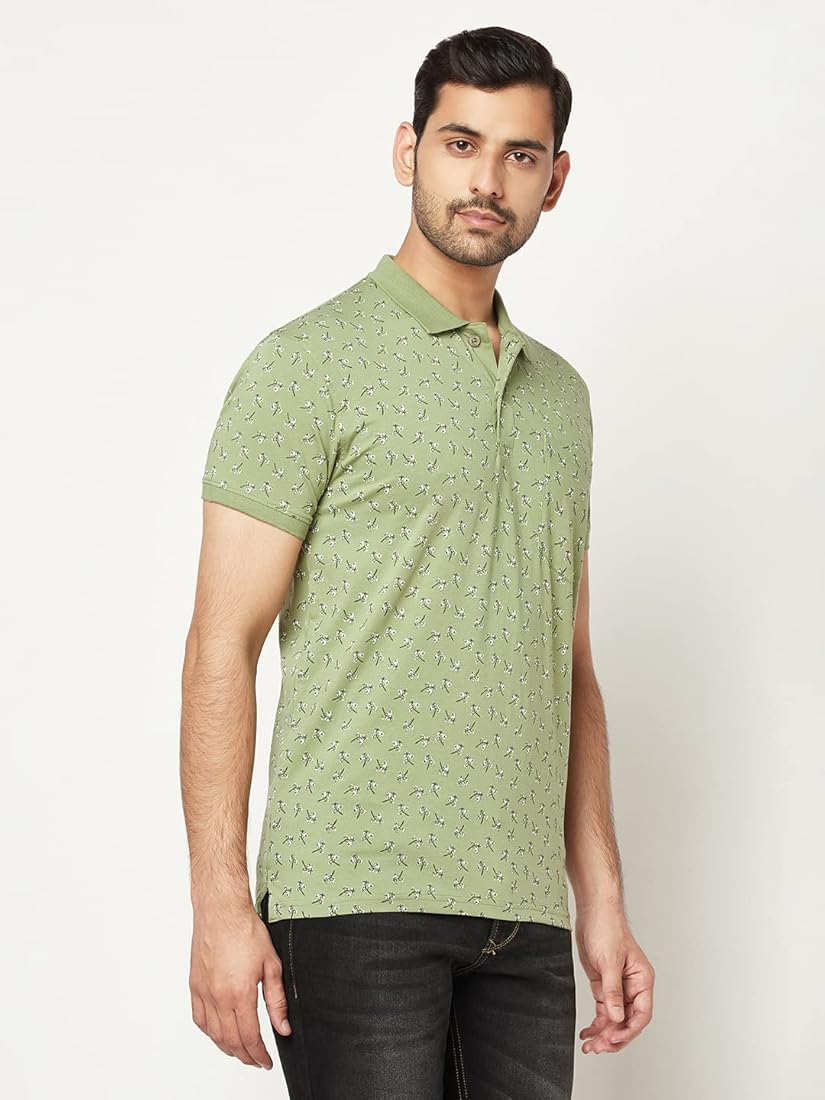 Buy VXN Men's Cotton Lycra Collar Neck Polo T-Shirt (Olive); Size