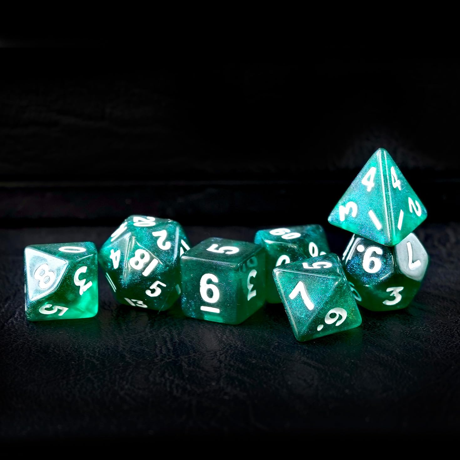 Moonstone 10mm Mini DND Dice Set for MTG RPG Dungeons and Dragons Role Playing Game, Moonstone Jade Green Color - Image 4