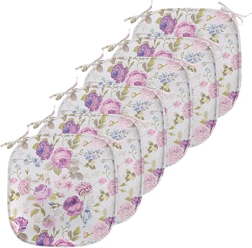 Vista 420 de Lunarable Orient - Cojín de asiento para silla, curlicues florales orientales con elementos artísticos venecianos, hojas de follaje, damasco a