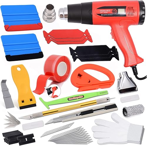 NEWISHTOOL Kit de envoltura de coche pistola de calor para aplicación de envoltura de vinilo e instalación de tinte de ventanas, herramientas de