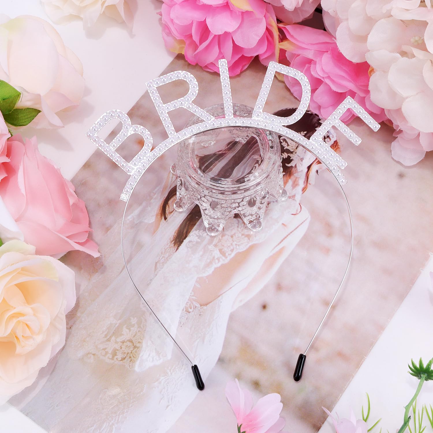 Atoden Diadema de novia para novia, accesorios para el cabello de boda (plateado)