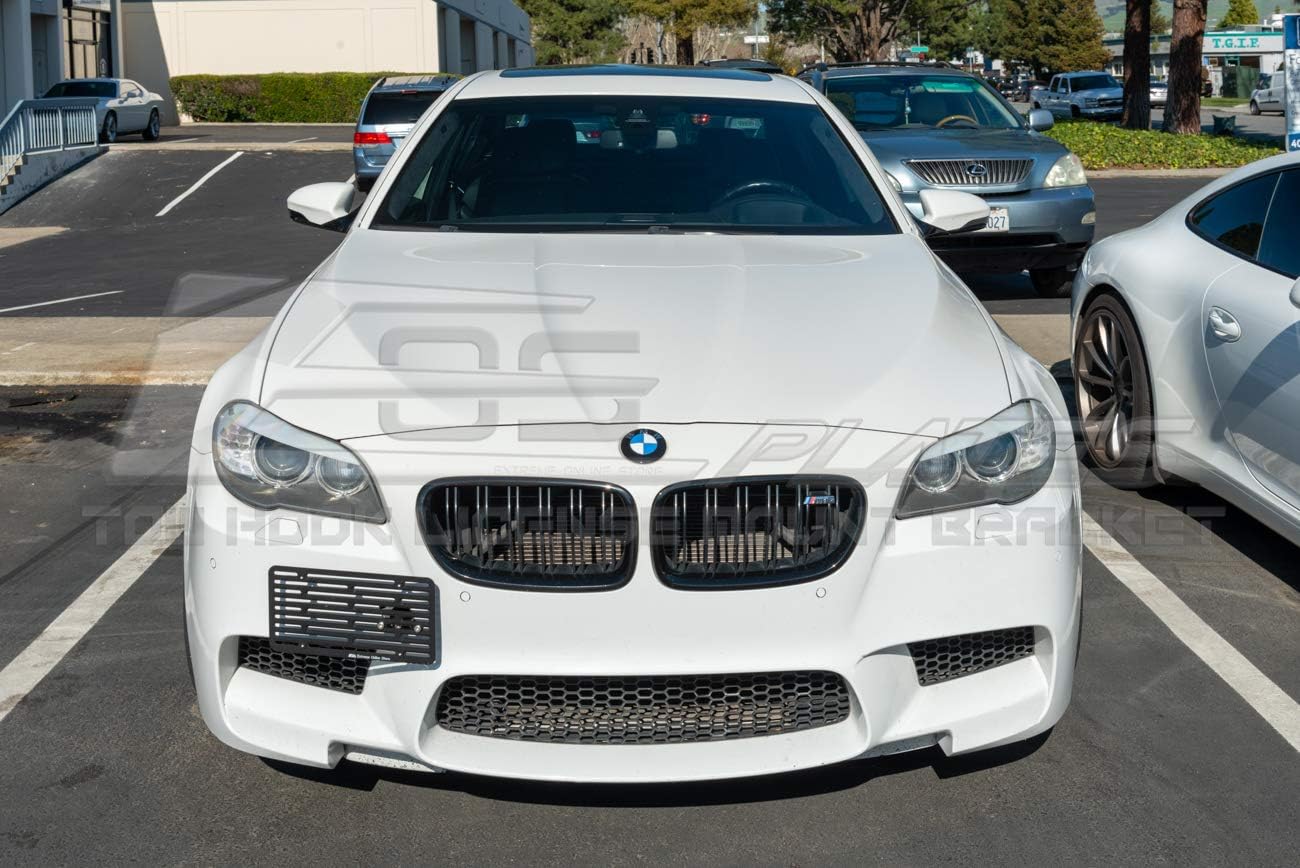Extreme Online Store Replacement for 2011-2016 BMW F10 M5 | EOS Plate Version 2 Front Bumper Tow Hook License Plate Relocator Mount Bracket Tow-116-V2 (Full Size)