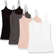 Amazon Essentials Womens Slim-Fit Camisole for Layering and Everyday Wear, Pack of 4