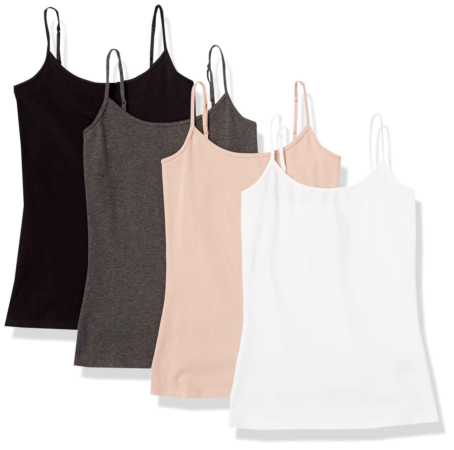 Amazon Essentials Women's Slim-Fit Camisole for Layering and Everyday Wear, Pack of 4
