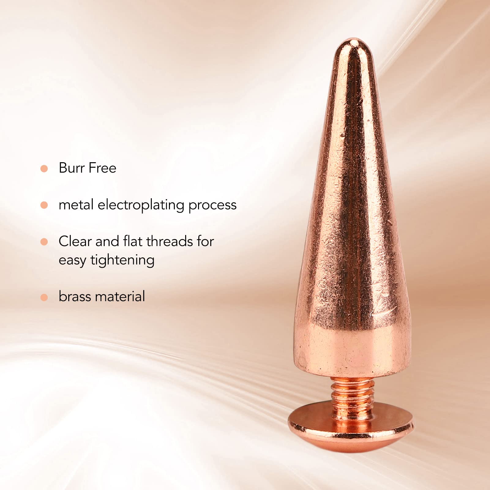 100 Juegos Punk Cone Spikes Screwback Studs Galvanoplastia Oro Rosa Remaches De Metal Tornillo Para Bricolaje Trabajo Artesanal De Cuero, Bolsos Cinturones Zapatos Adorno(10 * 28mm)