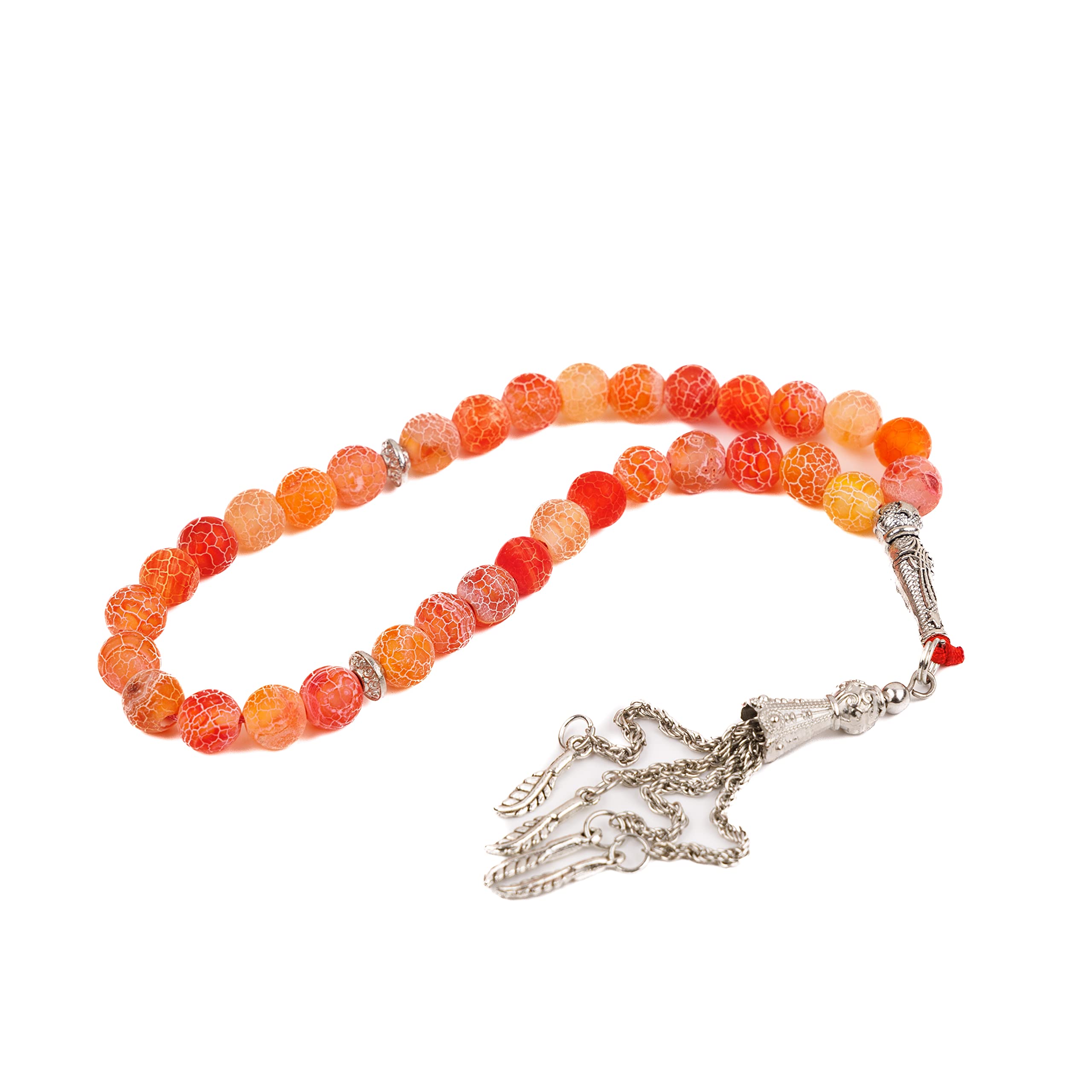 AC&L Pink Orange Mix Natural Agate Tasbeeh Prayer Beads - 8mm Stones