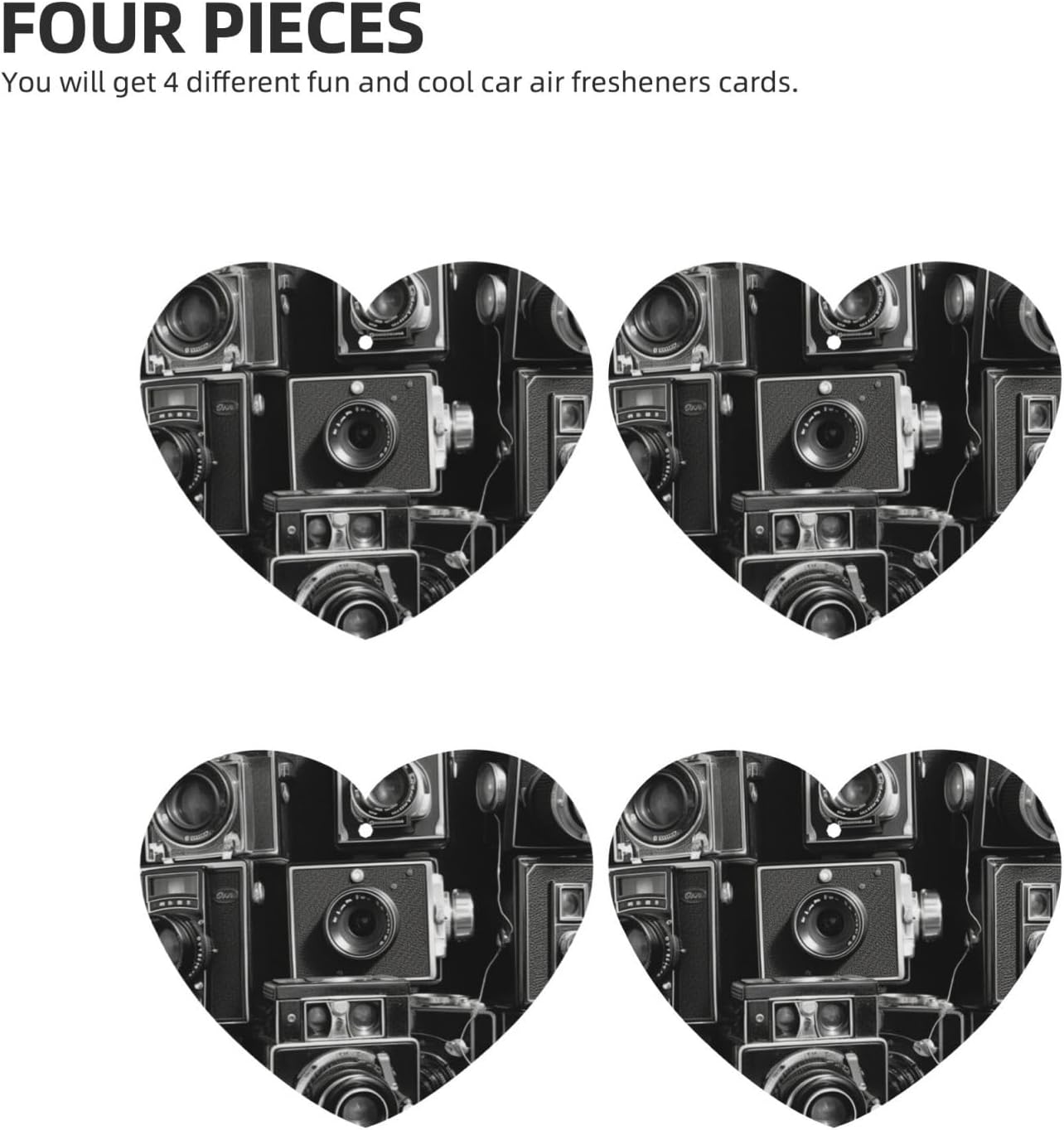 Retro Cool Camera Collection Car Air Fresheners Cards Set of 4 Pieces, Long-Lasting Auto Aromatherapy Tablets Gifts Car Rearview Mirror Pendant Hanging Scented Cards for Wardrobe Bathroom image 2