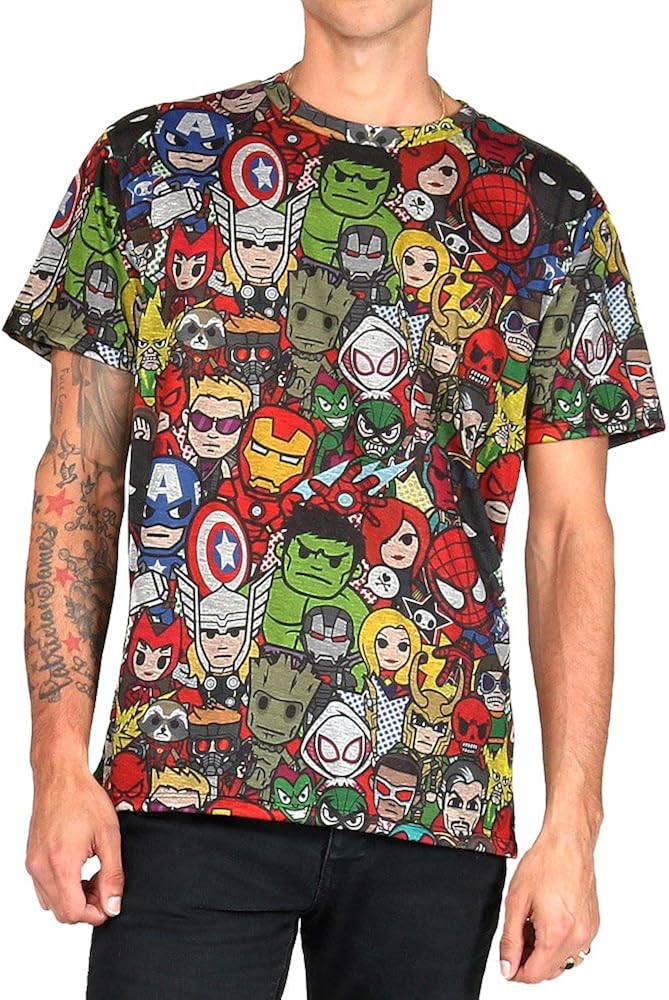 Amazon Tokidoki Super Popマルチスーパーヒーローコラージュメンズtシャツ Us サイズ M カラー マルチカラー Tシャツ カットソー 通販