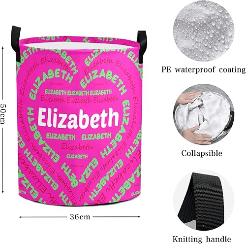Miniatura 5 de Cesta de lavandería personalizada plegable con nombre personalizado cesta de almacenamiento de ropa sucia con asa para dormitorio