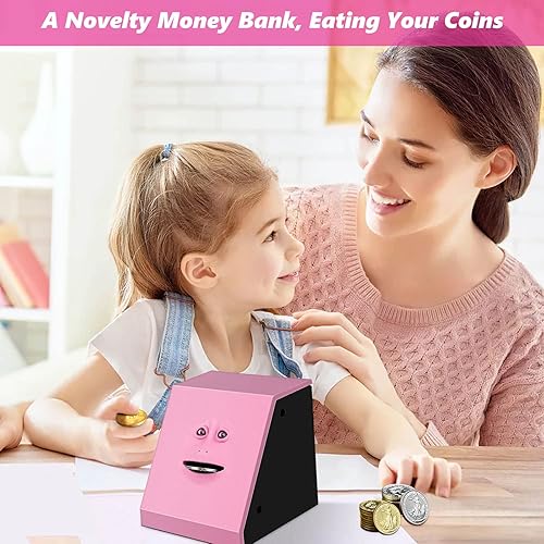 Miniatura 10 de AOZBZ Banco de cara, caja de comer dinero para la cara, bonita alcancía de Facebank para monedas, caja de ladrillos, ahorro automático de dinero