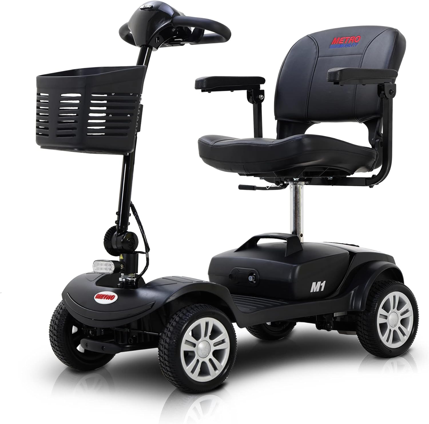 Metro Mobility Scooter, Powered 4 Wheel Mobility Scooters for Adults/Seniors, 300 lbs Capacity, w/Charger and 2 Detachable Lead-Acid Batteries-M1 Black Metro Mobility Scooter, Powered 4 Wheel Mobility Scooters for Adults/Seniors, 300 lbs Capacity, w/Charger and 2 Detachable Lead-Acid Batteries-M1 Black