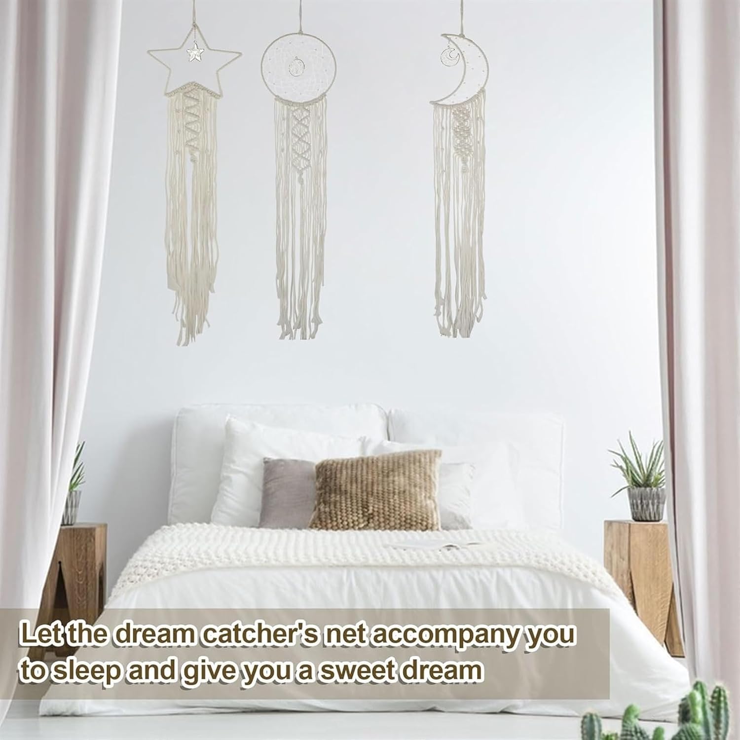KHiry 3 Style Macrame Dream Catcher Kit Star Moon Sun Dreamcatcher Boho Wall Hanging Dream Catchers for Teen Girls Women Adults Large Woven Tassels Decoration Bohemian Home Ornament Gift