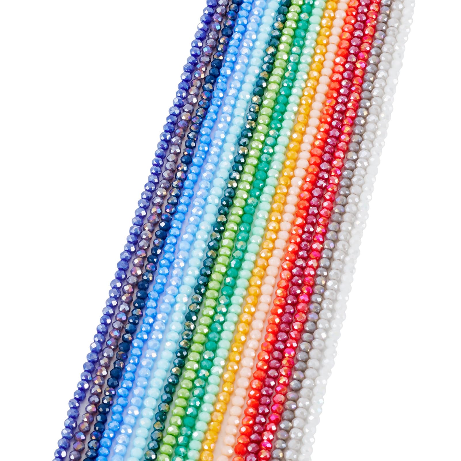 Craftora 18 Strands Crystal Glass Beads 3mm Faceted Rondelle Beads Craft Bead Bulk for Friendship Bracelet Necklace Earring Jewelry Making