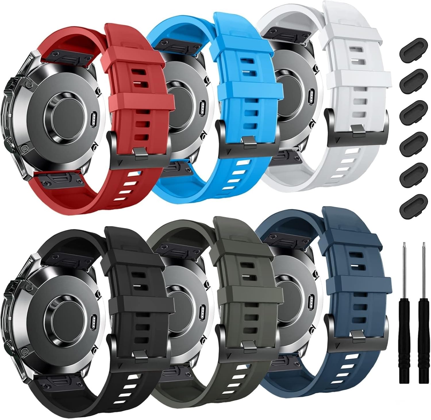 26mm Watch Band，for Fenix 7X Pro Epix Pro 51mm Fenix 6X Watch Strap Fenix 5X Plus Silicone Wristband Fenix 6X Pro Descent Mk2i MK3i 51mm Smartwatch Wristband