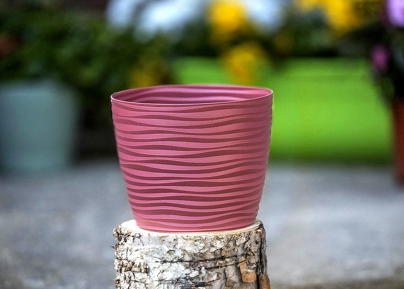 Home Garden Ornaments Plant Pots Indoor, Set of 3 Plastic Flower Pots, Unique Wave Design, No Drainage Holes - Image 3