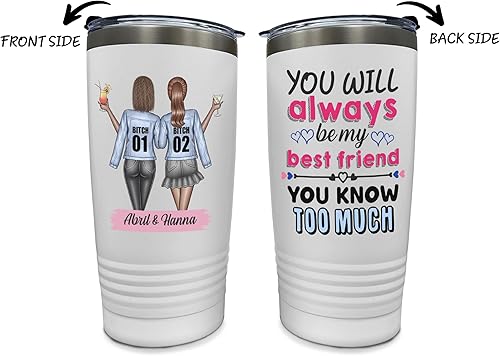 Miniatura 2 de Vaso de acero inoxidable aislado con tapa para mejor amigo de la amistad de las mejores tazas