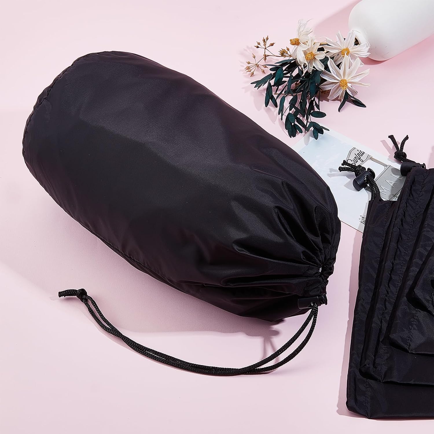 Stuff Sack 6 Pcs Waterproof Outdoor Storage Sacks, 6.3" x 12.6" Portable Drawstring Dust Flap Bag, Ditty Bags with Dust Flap for Traveling Hiking Backpacking