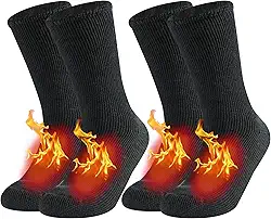 Pacote com 2 meias térmicas masculinas quentes de inverno grossas para mulheres, totalmente acolchoadas, isoladas, aquecidas, para clima frio, caminhadas, esqui, cinza escuro, grande