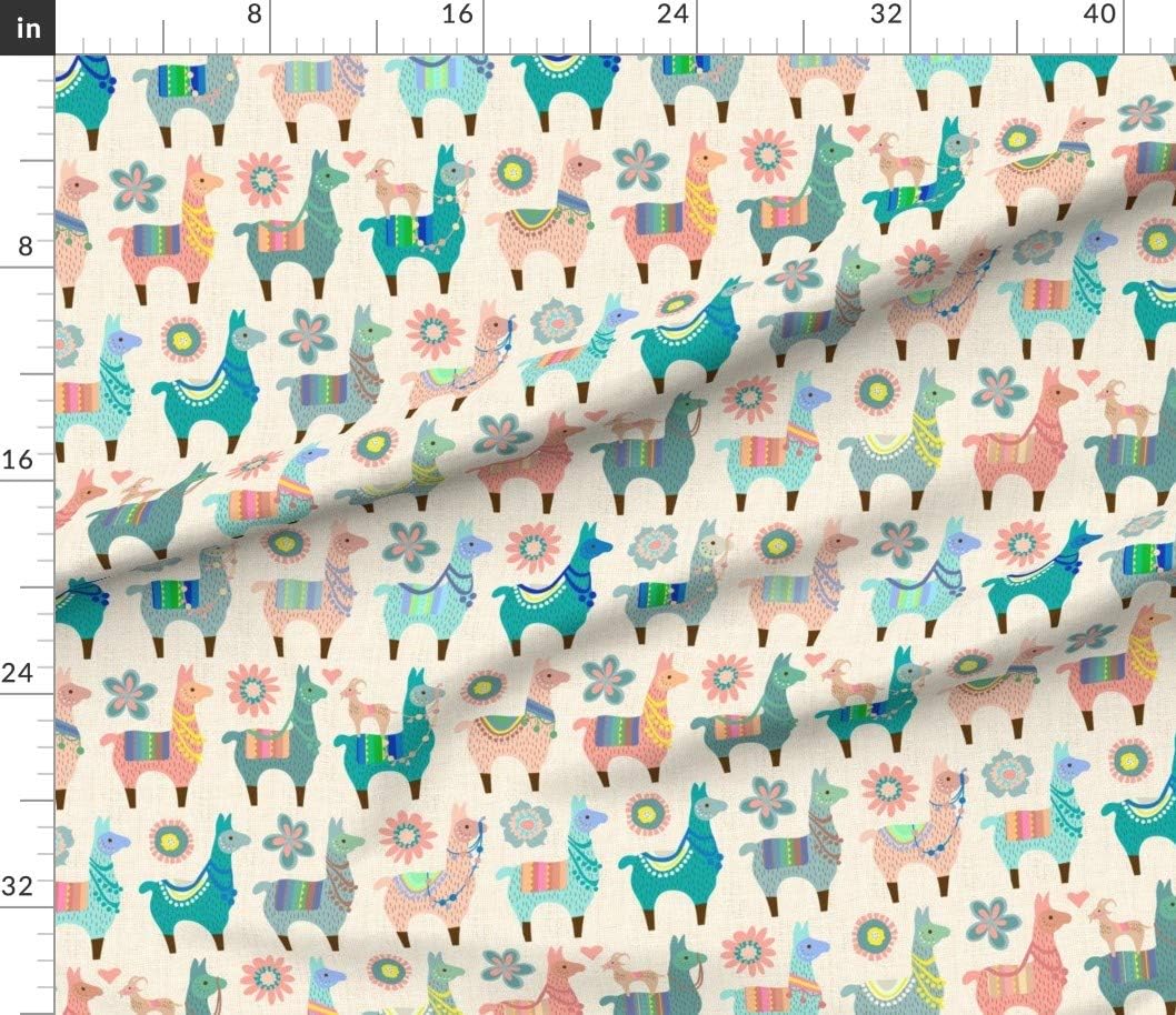 Spoonflower Fabric - Llama Fun Large Alpaca Pastel Llamas Nursery Modern Printed on Petal Signature Cotton Fabric by The Yard - Sewing Quilting Apparel Crafts Decor