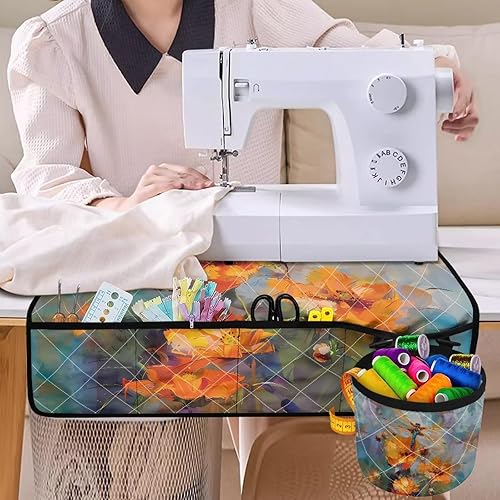 Miniatura 170 de Tapetes para máquina de coser de girasol y colibrí para mesa con bolsillos, para máquinas de coser de Acción de Gracias, alfombrillas para reducir